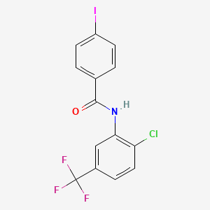 molecular formula C14H8ClF3INO B7566854 N-[2-chloro-5-(trifluoromethyl)phenyl]-4-iodobenzamide 