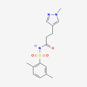 molecular formula C15H19N3O3S B7566922 N-(2,5-dimethylphenyl)sulfonyl-3-(1-methylpyrazol-4-yl)propanamide 