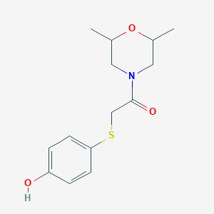 molecular formula C14H19NO3S B7566936 1-(2,6-Dimethylmorpholin-4-yl)-2-(4-hydroxyphenyl)sulfanylethanone 