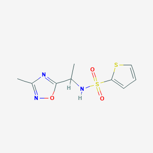 molecular formula C9H11N3O3S2 B7566957 N-[1-(3-methyl-1,2,4-oxadiazol-5-yl)ethyl]thiophene-2-sulfonamide 