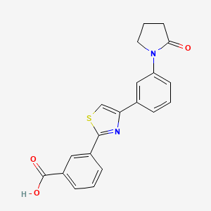 molecular formula C20H16N2O3S B7566965 3-[4-[3-(2-Oxopyrrolidin-1-yl)phenyl]-1,3-thiazol-2-yl]benzoic acid 