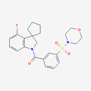 molecular formula C23H25FN2O4S B7566994 (4-fluorospiro[2H-indole-3,1'-cyclopentane]-1-yl)-(3-morpholin-4-ylsulfonylphenyl)methanone 