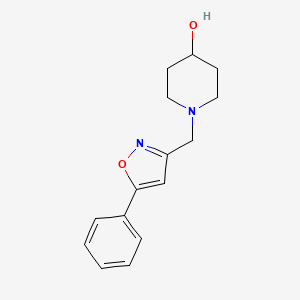 molecular formula C15H18N2O2 B7567020 1-[(5-Phenyl-1,2-oxazol-3-yl)methyl]piperidin-4-ol 