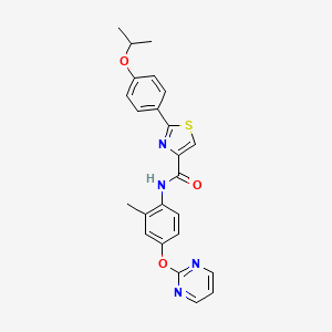 molecular formula C24H22N4O3S B7567045 N-(2-methyl-4-pyrimidin-2-yloxyphenyl)-2-(4-propan-2-yloxyphenyl)-1,3-thiazole-4-carboxamide 