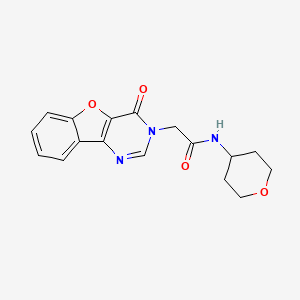 molecular formula C17H17N3O4 B7567079 N-(oxan-4-yl)-2-(4-oxo-[1]benzofuro[3,2-d]pyrimidin-3-yl)acetamide 