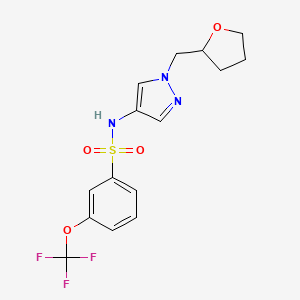 molecular formula C15H16F3N3O4S B7567116 N-[1-(oxolan-2-ylmethyl)pyrazol-4-yl]-3-(trifluoromethoxy)benzenesulfonamide 