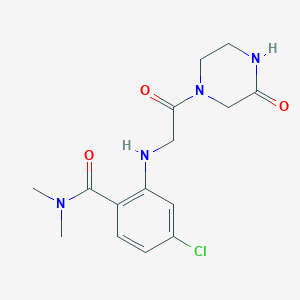 molecular formula C15H19ClN4O3 B7567145 4-chloro-N,N-dimethyl-2-[[2-oxo-2-(3-oxopiperazin-1-yl)ethyl]amino]benzamide 