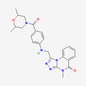 molecular formula C24H26N6O3 B7567153 1-[[4-(2,6-Dimethylmorpholine-4-carbonyl)anilino]methyl]-4-methyl-[1,2,4]triazolo[4,3-a]quinazolin-5-one 