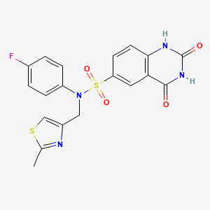 molecular formula C19H15FN4O4S2 B7567195 N-(4-fluorophenyl)-N-[(2-methyl-1,3-thiazol-4-yl)methyl]-2,4-dioxo-1H-quinazoline-6-sulfonamide 