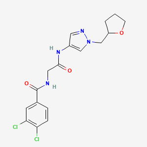 molecular formula C17H18Cl2N4O3 B7567227 3,4-dichloro-N-[2-oxo-2-[[1-(oxolan-2-ylmethyl)pyrazol-4-yl]amino]ethyl]benzamide 