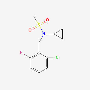 molecular formula C11H13ClFNO2S B7567283 N-[(2-chloro-6-fluorophenyl)methyl]-N-cyclopropylmethanesulfonamide 