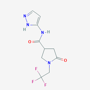 molecular formula C10H11F3N4O2 B7567297 5-oxo-N-(1H-pyrazol-5-yl)-1-(2,2,2-trifluoroethyl)pyrrolidine-3-carboxamide 