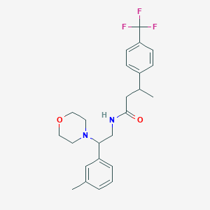 molecular formula C24H29F3N2O2 B7567304 N-[2-(3-methylphenyl)-2-morpholin-4-ylethyl]-3-[4-(trifluoromethyl)phenyl]butanamide 