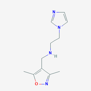 molecular formula C11H16N4O B7567327 N-[(3,5-dimethyl-1,2-oxazol-4-yl)methyl]-2-imidazol-1-ylethanamine 