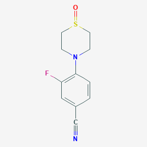 molecular formula C11H11FN2OS B7567330 3-Fluoro-4-(1-oxo-1,4-thiazinan-4-yl)benzonitrile 