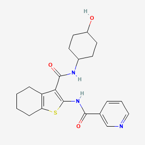 molecular formula C21H25N3O3S B7567339 N-[3-[(4-hydroxycyclohexyl)carbamoyl]-4,5,6,7-tetrahydro-1-benzothiophen-2-yl]pyridine-3-carboxamide 