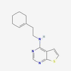 molecular formula C14H17N3S B7567364 N-[2-(cyclohexen-1-yl)ethyl]thieno[2,3-d]pyrimidin-4-amine 