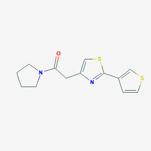 molecular formula C13H14N2OS2 B7567373 1-Pyrrolidin-1-yl-2-(2-thiophen-3-yl-1,3-thiazol-4-yl)ethanone 
