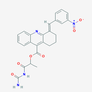 molecular formula C25H22N4O6 B7567388 [1-(carbamoylamino)-1-oxopropan-2-yl] (4E)-4-[(3-nitrophenyl)methylidene]-2,3-dihydro-1H-acridine-9-carboxylate 