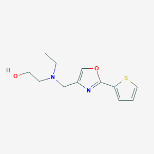 molecular formula C12H16N2O2S B7567397 2-[Ethyl-[(2-thiophen-2-yl-1,3-oxazol-4-yl)methyl]amino]ethanol 