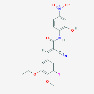 molecular formula C19H16IN3O6 B7567439 (E)-2-cyano-3-(3-ethoxy-5-iodo-4-methoxyphenyl)-N-(2-hydroxy-4-nitrophenyl)prop-2-enamide 