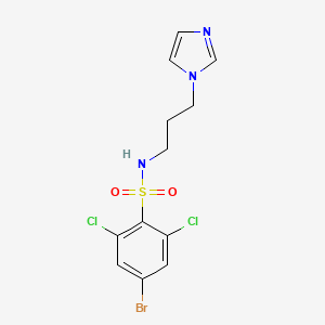 molecular formula C12H12BrCl2N3O2S B7567483 4-bromo-2,6-dichloro-N-(3-imidazol-1-ylpropyl)benzenesulfonamide 