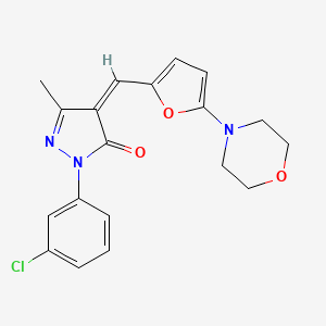 molecular formula C19H18ClN3O3 B7567523 (4Z)-2-(3-chlorophenyl)-5-methyl-4-[(5-morpholin-4-ylfuran-2-yl)methylidene]pyrazol-3-one 