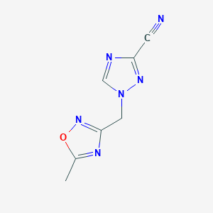 molecular formula C7H6N6O B7567575 1-[(5-Methyl-1,2,4-oxadiazol-3-yl)methyl]-1,2,4-triazole-3-carbonitrile 