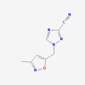 molecular formula C8H7N5O B7567579 1-[(3-Methyl-1,2-oxazol-5-yl)methyl]-1,2,4-triazole-3-carbonitrile 