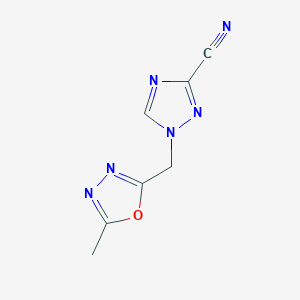 molecular formula C7H6N6O B7567583 1-[(5-Methyl-1,3,4-oxadiazol-2-yl)methyl]-1,2,4-triazole-3-carbonitrile 