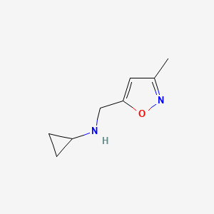 molecular formula C8H12N2O B7567611 N-[(3-methyl-1,2-oxazol-5-yl)methyl]cyclopropanamine 