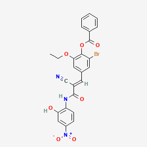 molecular formula C25H18BrN3O7 B7567630 [2-bromo-4-[(E)-2-cyano-3-(2-hydroxy-4-nitroanilino)-3-oxoprop-1-enyl]-6-ethoxyphenyl] benzoate 