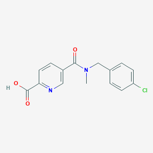 molecular formula C15H13ClN2O3 B7567689 5-[(4-Chlorophenyl)methyl-methylcarbamoyl]pyridine-2-carboxylic acid 