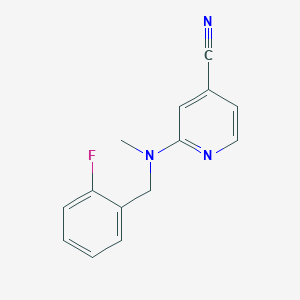 molecular formula C14H12FN3 B7567721 2-[(2-Fluorophenyl)methyl-methylamino]pyridine-4-carbonitrile 