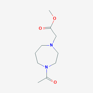 molecular formula C10H18N2O3 B7567748 Methyl 2-(4-acetyl-1,4-diazepan-1-yl)acetate 