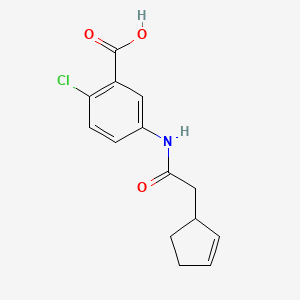 molecular formula C14H14ClNO3 B7567799 2-Chloro-5-[(2-cyclopent-2-en-1-ylacetyl)amino]benzoic acid 