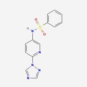 molecular formula C13H11N5O2S B7567801 N-[6-(1,2,4-triazol-1-yl)pyridin-3-yl]benzenesulfonamide 