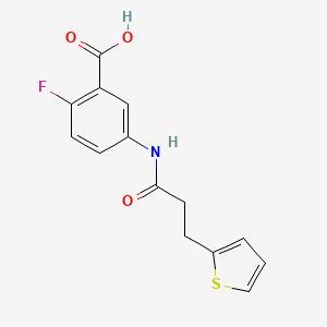 molecular formula C14H12FNO3S B7567878 2-Fluoro-5-(3-thiophen-2-ylpropanoylamino)benzoic acid 