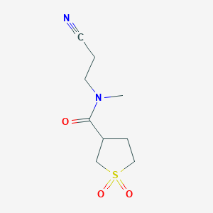 molecular formula C9H14N2O3S B7567899 N-(2-cyanoethyl)-N-methyl-1,1-dioxothiolane-3-carboxamide 