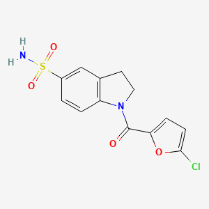 molecular formula C13H11ClN2O4S B7567926 1-(5-Chlorofuran-2-carbonyl)-2,3-dihydroindole-5-sulfonamide 