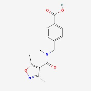 molecular formula C15H16N2O4 B7567930 4-[[(3,5-Dimethyl-1,2-oxazole-4-carbonyl)-methylamino]methyl]benzoic acid 