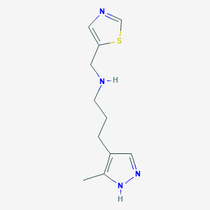 3-(5-methyl-1H-pyrazol-4-yl)-N-(1,3-thiazol-5-ylmethyl)propan-1-amine