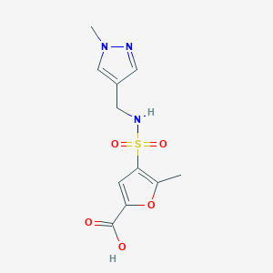 molecular formula C11H13N3O5S B7568093 5-Methyl-4-[(1-methylpyrazol-4-yl)methylsulfamoyl]furan-2-carboxylic acid 