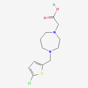 molecular formula C12H17ClN2O2S B7568137 2-[4-[(5-Chlorothiophen-2-yl)methyl]-1,4-diazepan-1-yl]acetic acid 