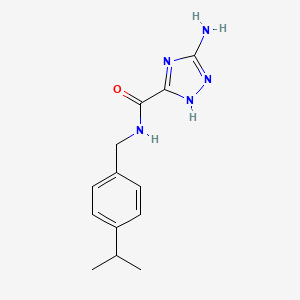molecular formula C13H17N5O B7568143 3-amino-N-[(4-propan-2-ylphenyl)methyl]-1H-1,2,4-triazole-5-carboxamide 