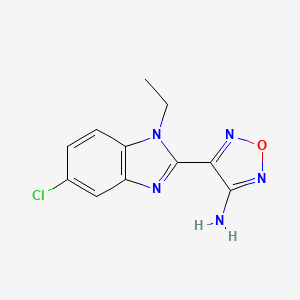 molecular formula C11H10ClN5O B7568159 4-(5-Chloro-1-ethylbenzimidazol-2-yl)-1,2,5-oxadiazol-3-amine 