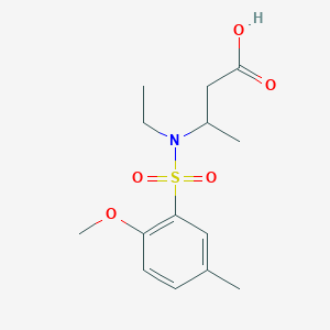 molecular formula C14H21NO5S B7568170 3-[Ethyl-(2-methoxy-5-methylphenyl)sulfonylamino]butanoic acid 