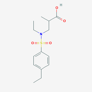 molecular formula C14H21NO4S B7568173 3-[Ethyl-(4-ethylphenyl)sulfonylamino]-2-methylpropanoic acid 