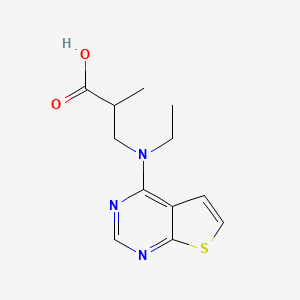 molecular formula C12H15N3O2S B7568250 3-[Ethyl(thieno[2,3-d]pyrimidin-4-yl)amino]-2-methylpropanoic acid 