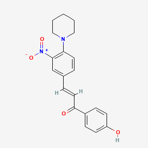 molecular formula C20H20N2O4 B7568255 (E)-1-(4-hydroxyphenyl)-3-(3-nitro-4-piperidin-1-ylphenyl)prop-2-en-1-one 
